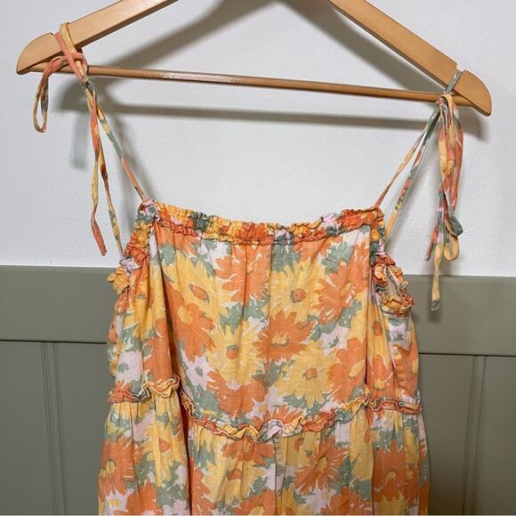 NWT Rails Caralyn Daisy Meadow Floral Yellow Tier Mini Dress Size Small - Picture 8 of 8